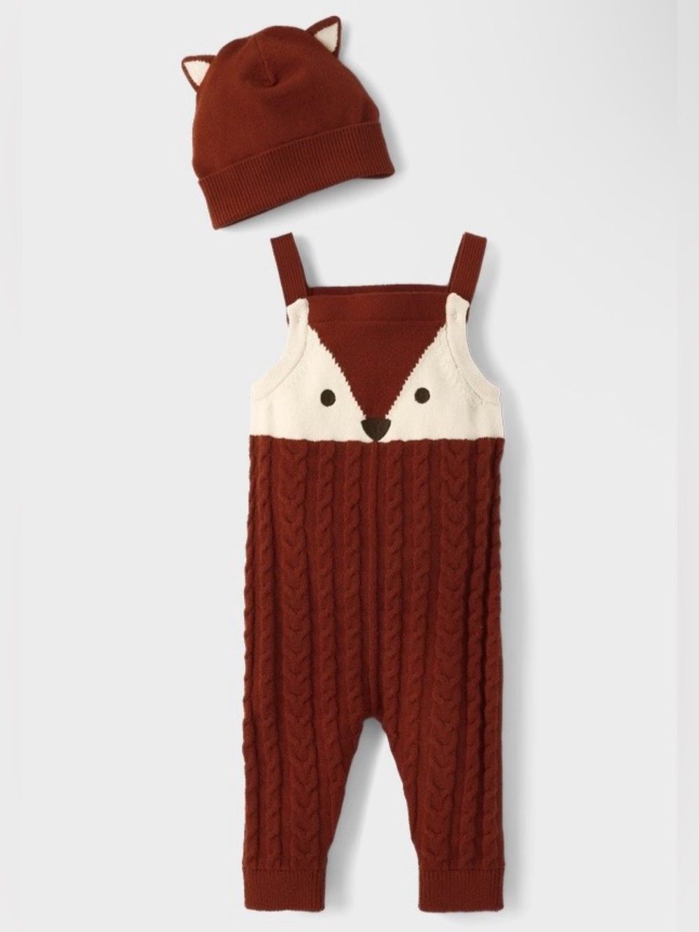 Gymboree Baby Boy Homegrown Smoked Paprika Fox Overalls with Beanie 12-18 Month